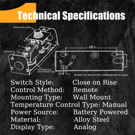 W1609-101 Thermostat Temperature Controller Refrigeration Remote Bulb TH-1609, from -30 Degrees F to 90 Degrees F, 5 Ft Capillary (-34 Degrees C to 32 Degrees C)