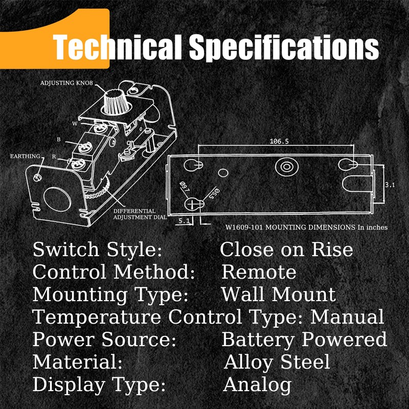 W1609-101 Thermostat Temperature Controller Refrigeration Remote Bulb TH-1609, from -30