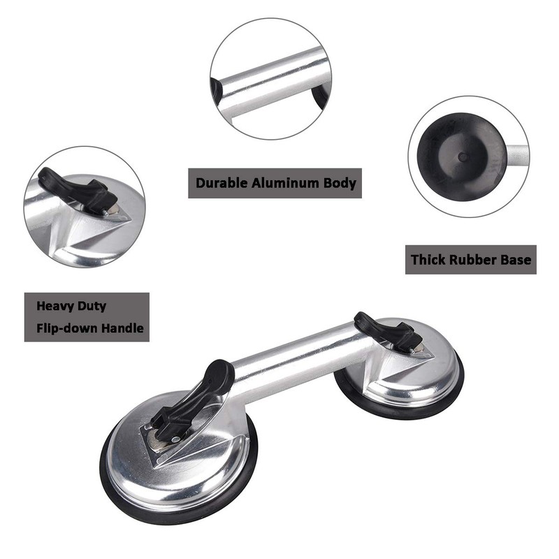 SOLUDE 2 Pack Glass Suction Cup,Aluminium Heavy Duty Vacuum Lifter