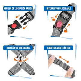 SlowTon Double Dog Seat Belt, Adjustable Headrest Dog Car Harness with Anti-shock Elastic Bungee Buffer, 2-in-1 Pet Cars Safety Seatbelt Restraint and Dog Leash Lead for Travel Walking Daily Use