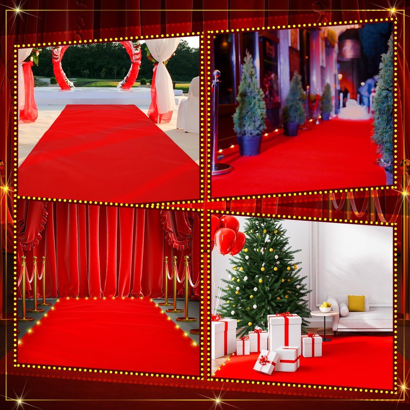 Tinideya Red Carpet Runner with Light for Events Red Fabric
