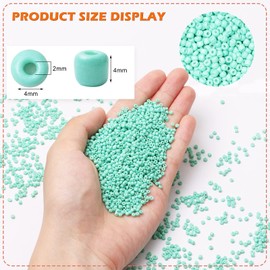 Yholin 2000pcs Glass Seed Beads Bulk,4mm 6/0 Craft Seed Beads Small Pony Beads for DIY Craft Project Bracelet Necklace Jewelry Making - Tiffany Green Waist Beads Spacer Beads with Tweezers