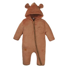 Lifeuping Newborn Baby Bear Snowsuit Infant Boys Girls Long Sleeve Fleece Hooded Jumpsuit Zipper Romper Fall Winter Warm Clothes (Brown, 12-18M)