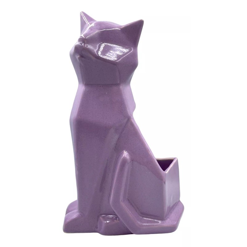 Muna Maceta Geométrica Minimalista De Gato Esmaltada Cerámica