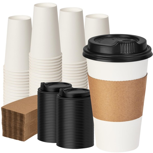 VPACKDUO 16 oz 100 Pack Disposable Paper Coffee Cups, To