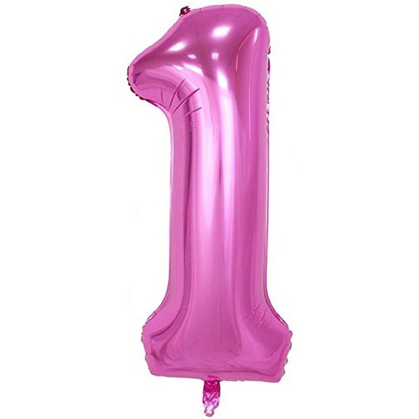 Tellpet Pink Number 1 Balloon Girl Birthday Party Decorations, 40 Inch