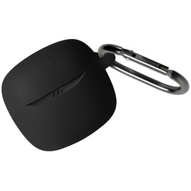 Geiomoo Silicone Case for JBL Tune Flex 2, Soft Flexible Scratch Resistant Protective Cover with Carabiner (Black)