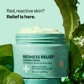 Peach Slices - Redness Relief Calming Cream (1.69 oz) - Hydrate & Calm - Moisturized, Even Skin - Panthenol, Spinach, Green Algae, & Turmeric - Vegan, Cruelty Free, Korean Skin Care & Beauty