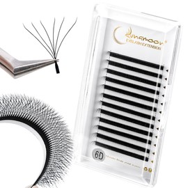 Lunamoon 6D Eyelash Extensions, W Eyelashes, Self-Fanning Lash, Ready-to-Use Fan Eyelash Extensions, Russian Volume Eyelashes, Premade Fans Lashes (6D/0.07D 12 mm)
