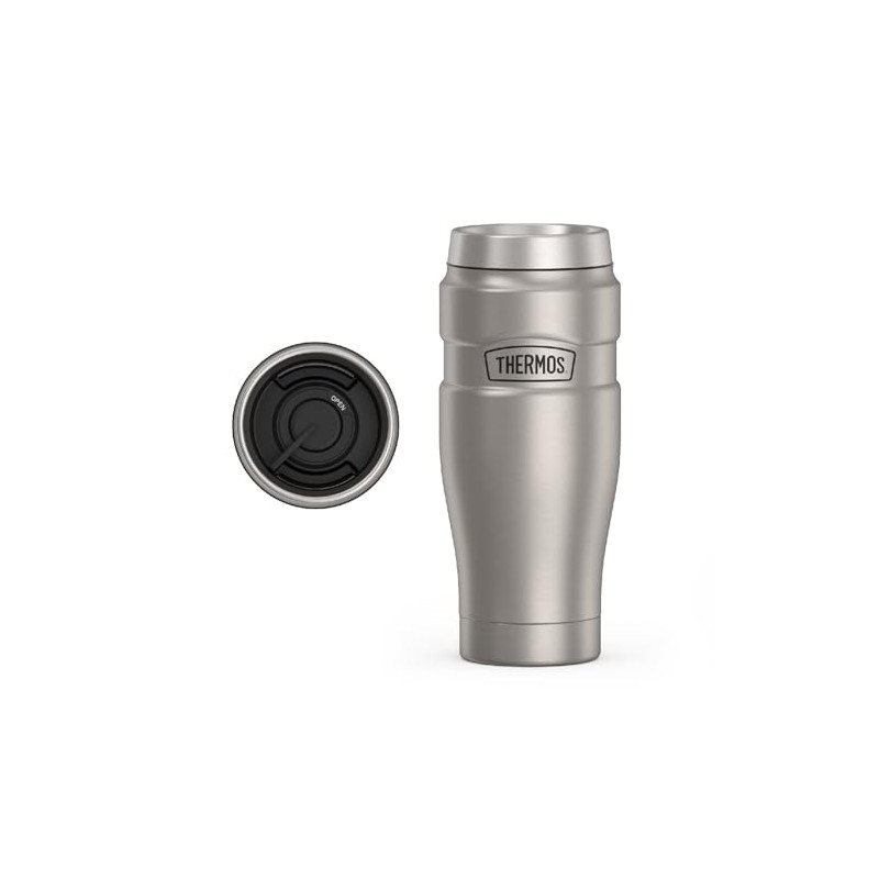Thermos inoxidable Rey 16-Ounce Travel Tumbler, Metálico, 16 oz