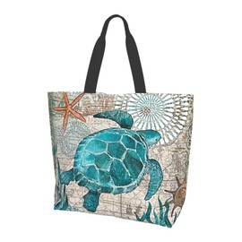 Bolsa de mano de tortuga marina para mujer, regalo de tortuga marina, bolsa de playa, portátil, impermeable, a prueba de arena, bolsa de hombro estética, reutilizable, bolsas de comestibles para viajes, trabajo, fin de semana, gimnasio, oficina, compras,
