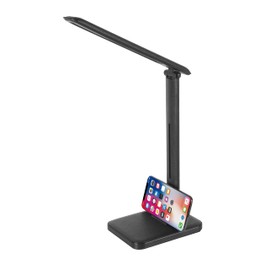 Blaupunkt 6W LED Desk Lamp - Gentle on the Eyes - Black Table Lamp - Dimmable - Adjustable Brightness and Colour Temperature - USB Charging Port for Smartphone - Elegant Leather Look