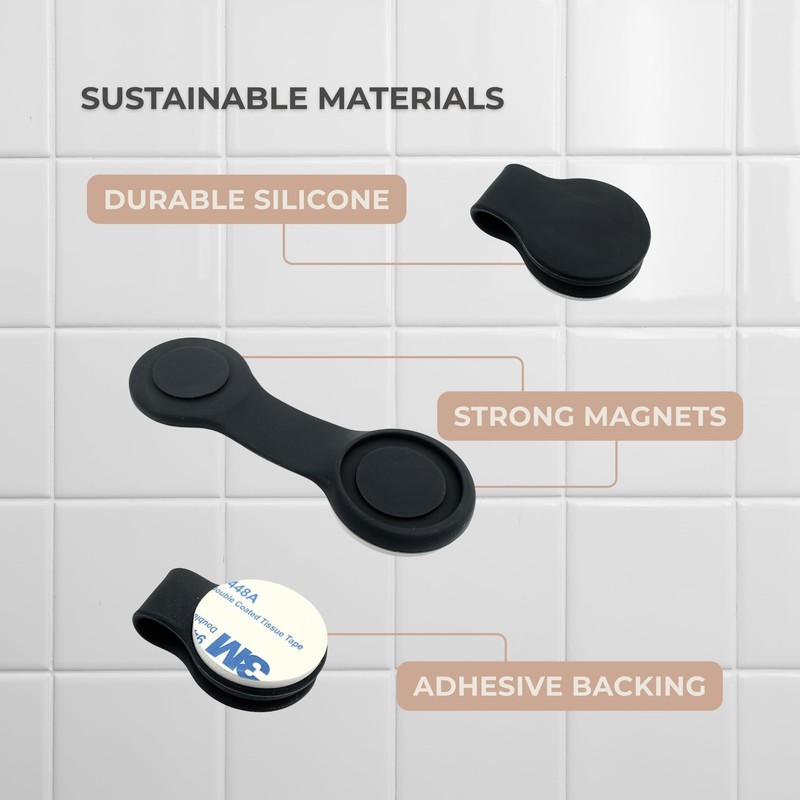 4 Pack Self Adhesive Shower Curtain Clips – Wall Mounted