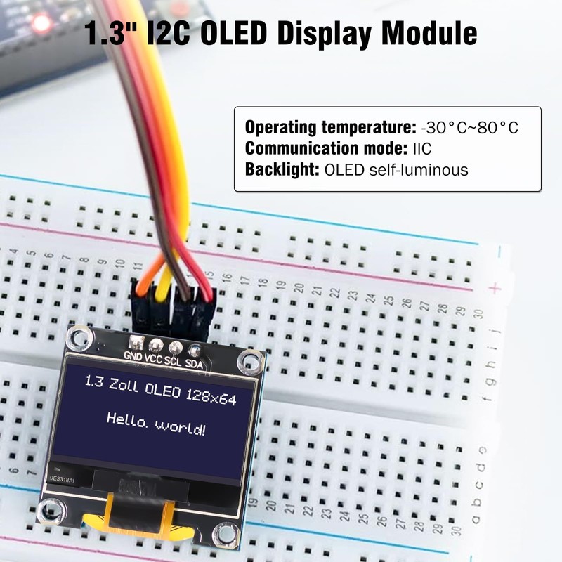 1.3 Inch OLED Display with I2C 128 x 64 Pixel