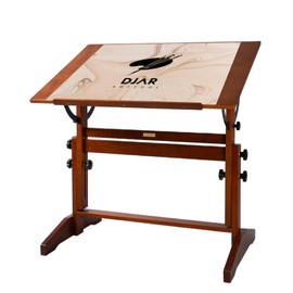 DJAR Adjustable Wooden Drafting Table, 35"x24" Walnut Drawing Desk for Art, Sketching, Painting & Writing