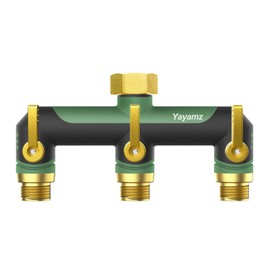 3 Way Garden Hose Splitter, High Flow Outdoor Faucet Splitter with 3 Independent Shut Off Valves, Wide Spacing for Timers, Standard 3/4" GHT for Lawn Yard Garden Watering