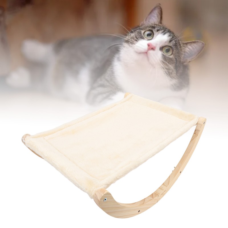 Wooden Cat Hammock Foldable Antislip Easy To Assemble Elevated Pet
