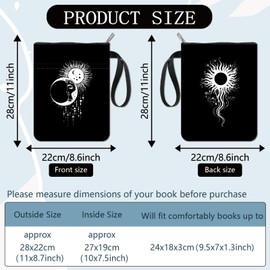 craspire Black Book Cover Book Covers with Sun Motif Book Protector for Paperbacks Washable Book Cover Made of Fabric with Zip and Additional Case Pocket for Book Lovers