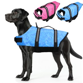 Neween Dog Life Jacket with Reflective Stripes, Adjustable Ripstop Pet Life Vest Lifesaver Preserver with Rescue Handle and High Flotation Swimsuit for Small Medium Large Dog, Blue, Small