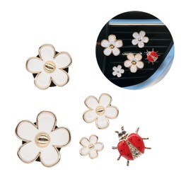 ORIESSE 5pcs Flowers Ladybug Air Vent Clips Car Accessories Set 2pcs White Daisy Flower Car Air Freshener Vent Clips 3pcs Vent Decoration Clips Refillable Car Diffuser Car Interior Aesthetic