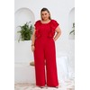 VERWIN Plus Size Ruffle Women's Jumpsuit Plain Full Length Romper