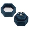 POKOFO Vintage Hexagon Velvet Bearer Box Double Ring with Detachable