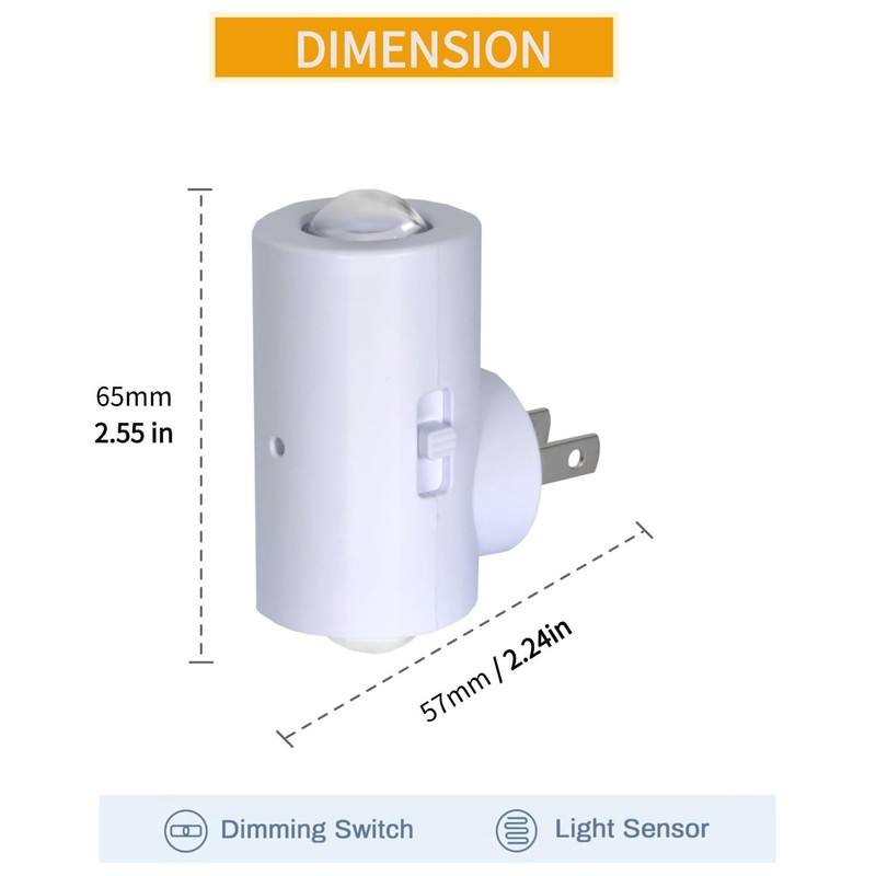 Dimmable Night Lights Plug into Wall, Rotatable Plug-in LED Night