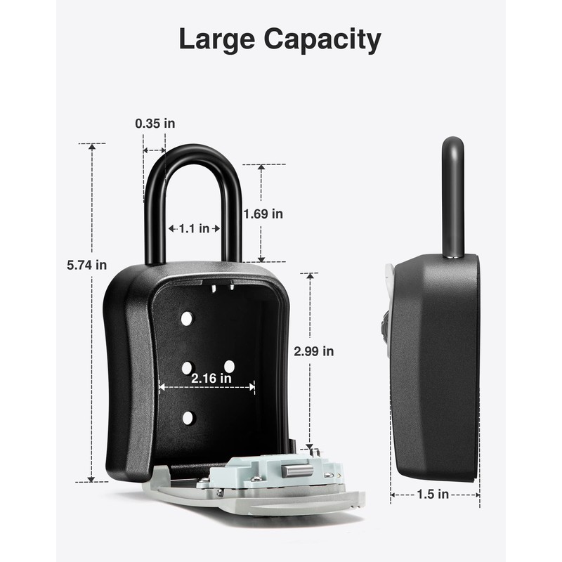 Puroma Key Lock Box, Portable Combination Lockbox Wall-Mounted Key Storage