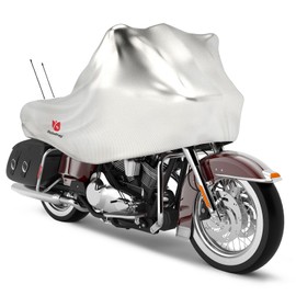 Rosefray 420D Motorcycle Half Cover-Outdoor Waterproof All Weather Protection Lightweight Half Cover,Silver XL Size for Most Touring Models Harley Davidson,Honda Goldwing,Road King Street Glide