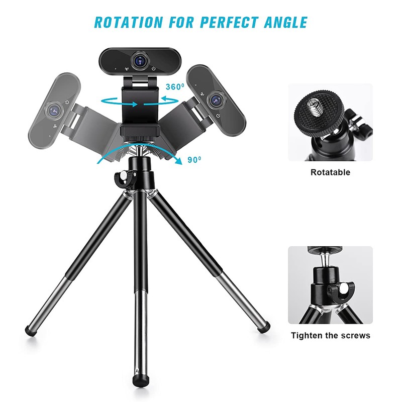 Mini Tripod for Webcam and Phone, Metal Extendable Webcam Stand