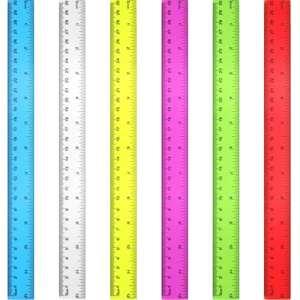 30 Pack Clear Ruler Plastic Rulers 12 Inch Transparent Assorted