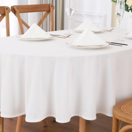 Viiamacki Oval Waffle Texture Tablecloth, Soft Elastic Wrinkle Resistant Table Cloth, Stain-Proof Fabric Table Cover for Dining Room Decoration Party Holiday Dinner Banquet 52x70 Inch Ivory