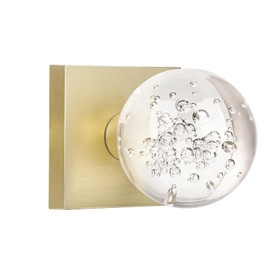 HIEMEY Passage Glass Door Knobs Interior, Round Clear Bubble Crystal Gold Door Knobs for Closet/Hall/Bifold, Satin Brass