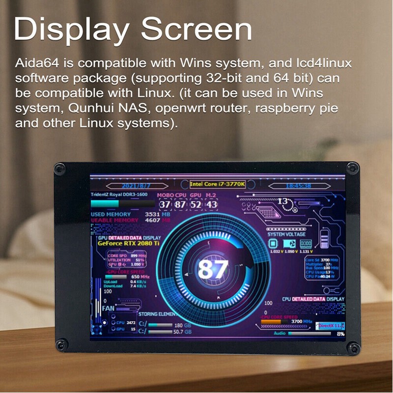 3.5in Computer Temp Monitor USB Mini Screen for AIDA64 PC