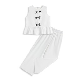 Handfrog Kids Set Crew Neck Tank Top High Waist Pants Casual Beach Travel Outfits Teen Girl Trendy Clothes