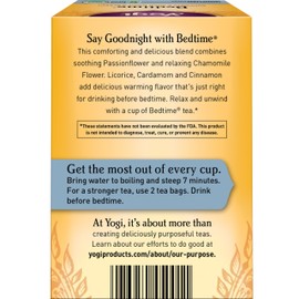 Yogi Tea Bedtime Tea - 16 Tea Bags per Pack (4 Packs) - Chamomile & Passionflower Herbal Tea Blend - Tea to Support a Good Night's Sleep - Includes Lavender, Licorice Root, Spearmint & Cardamom