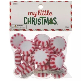Peppermint Candy Ornaments - True to Size - Little Christmas Tree Ornaments - 1 Inch Diameter - 18 Piece