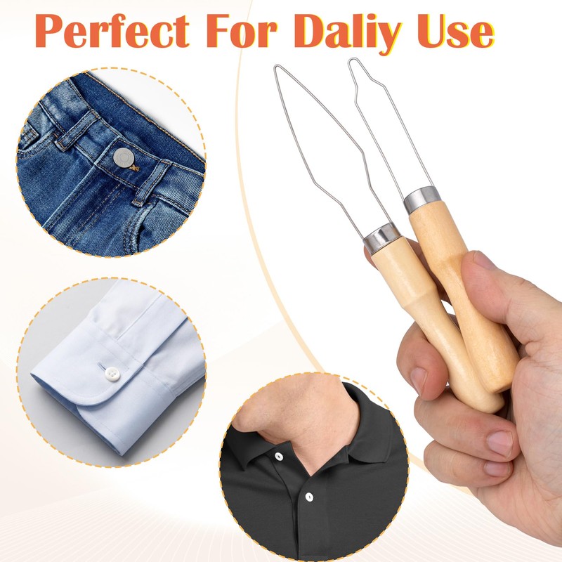 STSTR 2 Packs Easy Button Hook, Steel Button Helper Tool