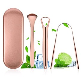 ACWOO Limpiador lingual, 3 unidades de raspador de lengua de acero inoxidable