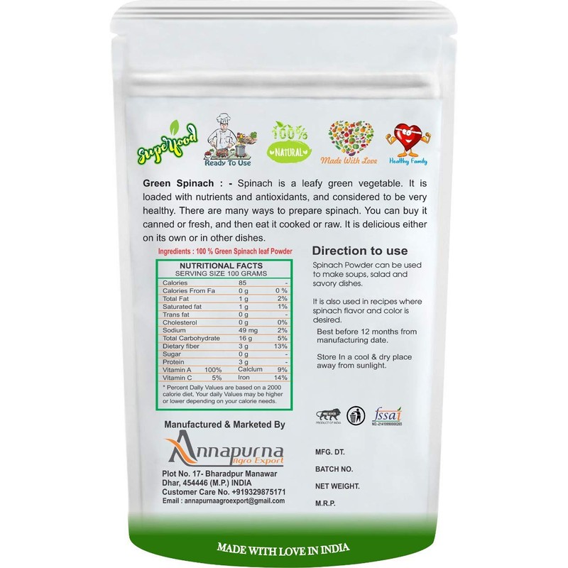 Veena Veena 100% Green Spinach Leaf Powder (Palak Leaf Powder)