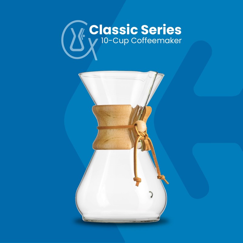 Chemex Pour-Over Glass Coffeemaker - Classic Series - 10-Cup -