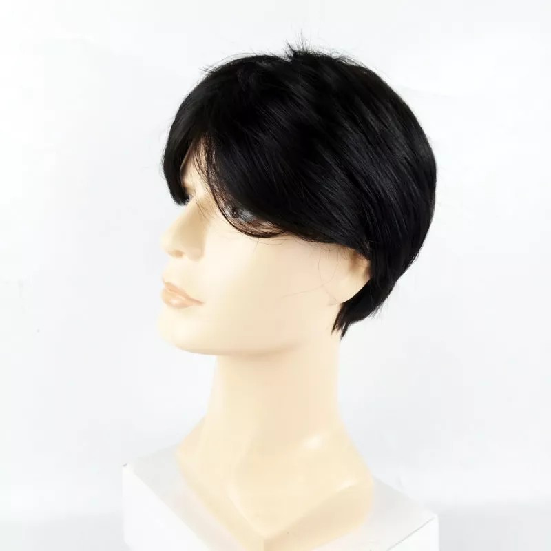 Light Moo Peluca Corta Hermosa Negra Para Hombre