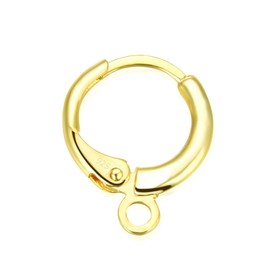 Adabele 30 ganchos redondos de plata de ley chapados en oro (15 pares, 12 mm, dorado)