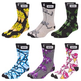 FORTNITE Fun: 6-Pack High Socks for Boys and Teens – Vibrant Gaming Designs, Comfortable Fit, Durable Materials – Boys Gift Set