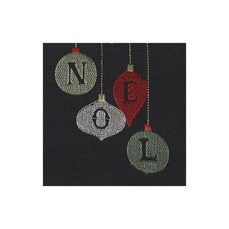 Embroidered Baubles & Mistletoe Xmas Noel Runner Festive Christmas Table