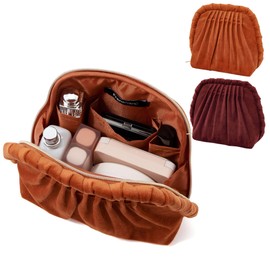 Francfranc Velour Pleated Stand Pouch, orange