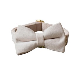 JAY D.L Bowtie Dog Collar, Soft & Comfy Velvet Dog Bow tie Collar, Detachable and Adjustable Dog Collars for Small Medium or Large Dogs and Cat with Safety Metal Buckle(White, 9.87"-11.4")