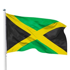 PHENO FLAGS Jamaica flag - Jamaican flag 90 x 150 cm with brass eyelets - durable flag for flagpole - 100% polyester