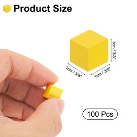 sourcing map 100Pcs Wood Blocks for Crafts, 3/8 Inch Unfinished Wooden Cube Pine Wood Square Block for DIY Craft Projects, Yellow