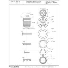 Westbrass Grid Basket Style Bar Sink Strainer, Powder Coat White, D2181-50